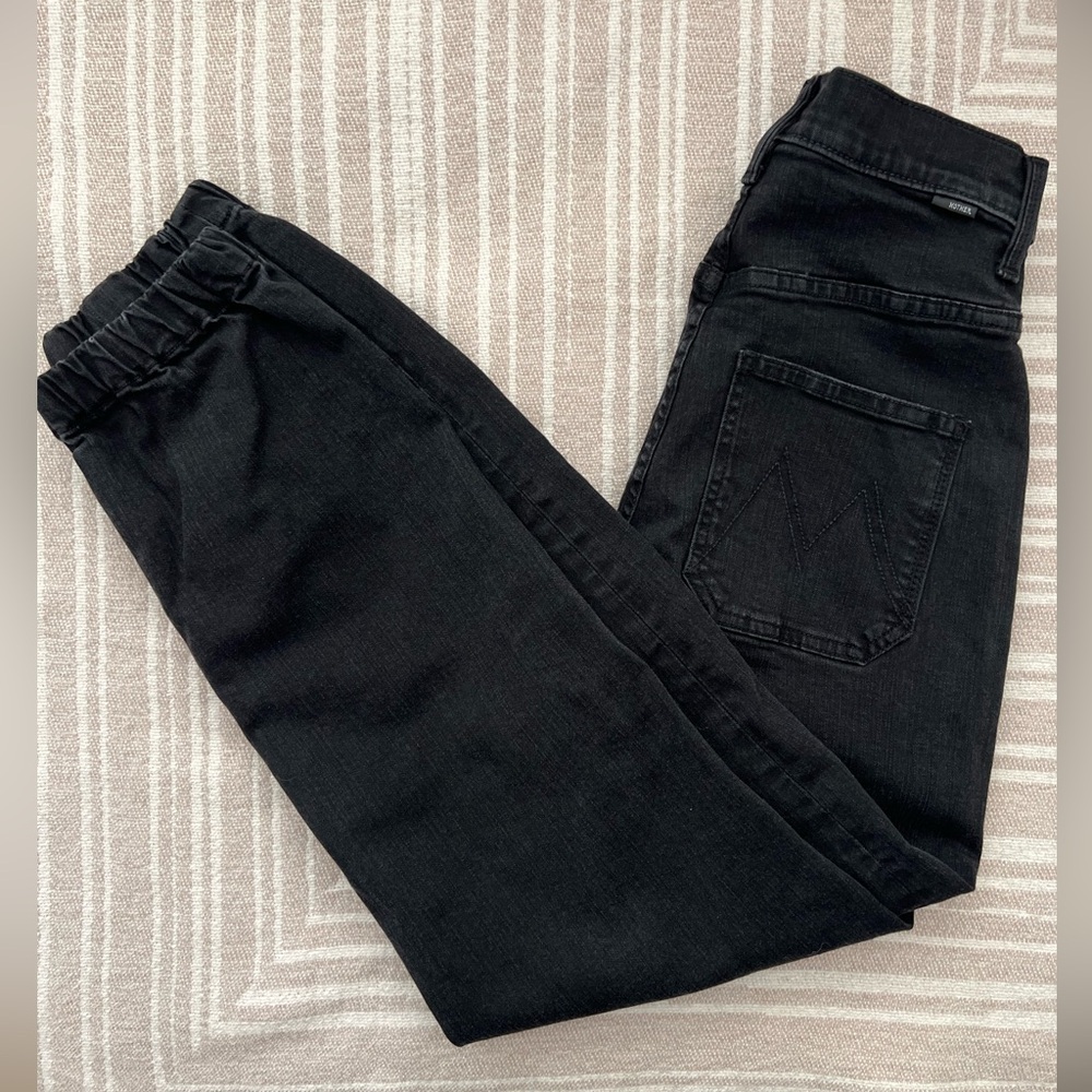 MOTHER The Carpenter Roller High Rise Utility Jogger Black Jeans size 24 - Picture 3 of 15